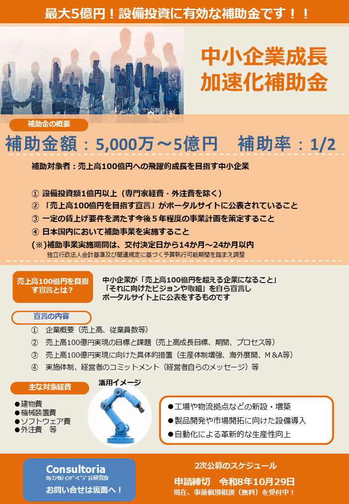 中小企業成長加速化補助金とは？概要、要件、申請方法などをわかり